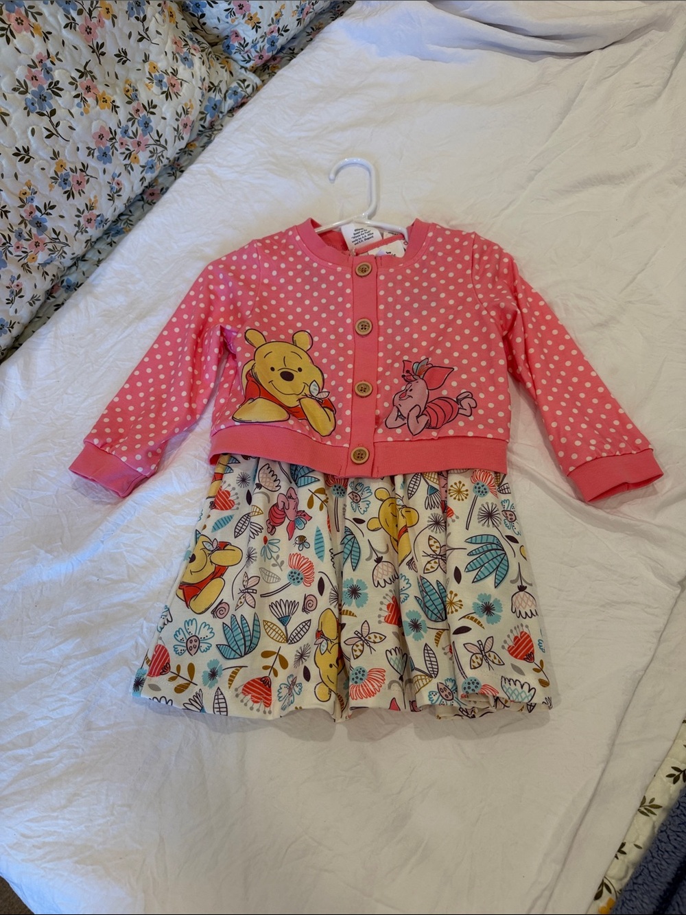 Disney Winnie the Pooh Pink Polka Dot Girls Dress